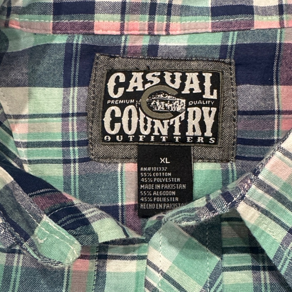 Men’s Plaid Short-Sleeve Shirt in Teal & Navy